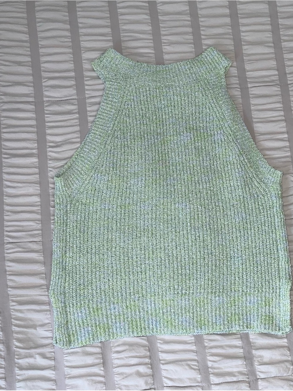 Light Green Rib Knit Halter Tank Top - Picture 2 of 3